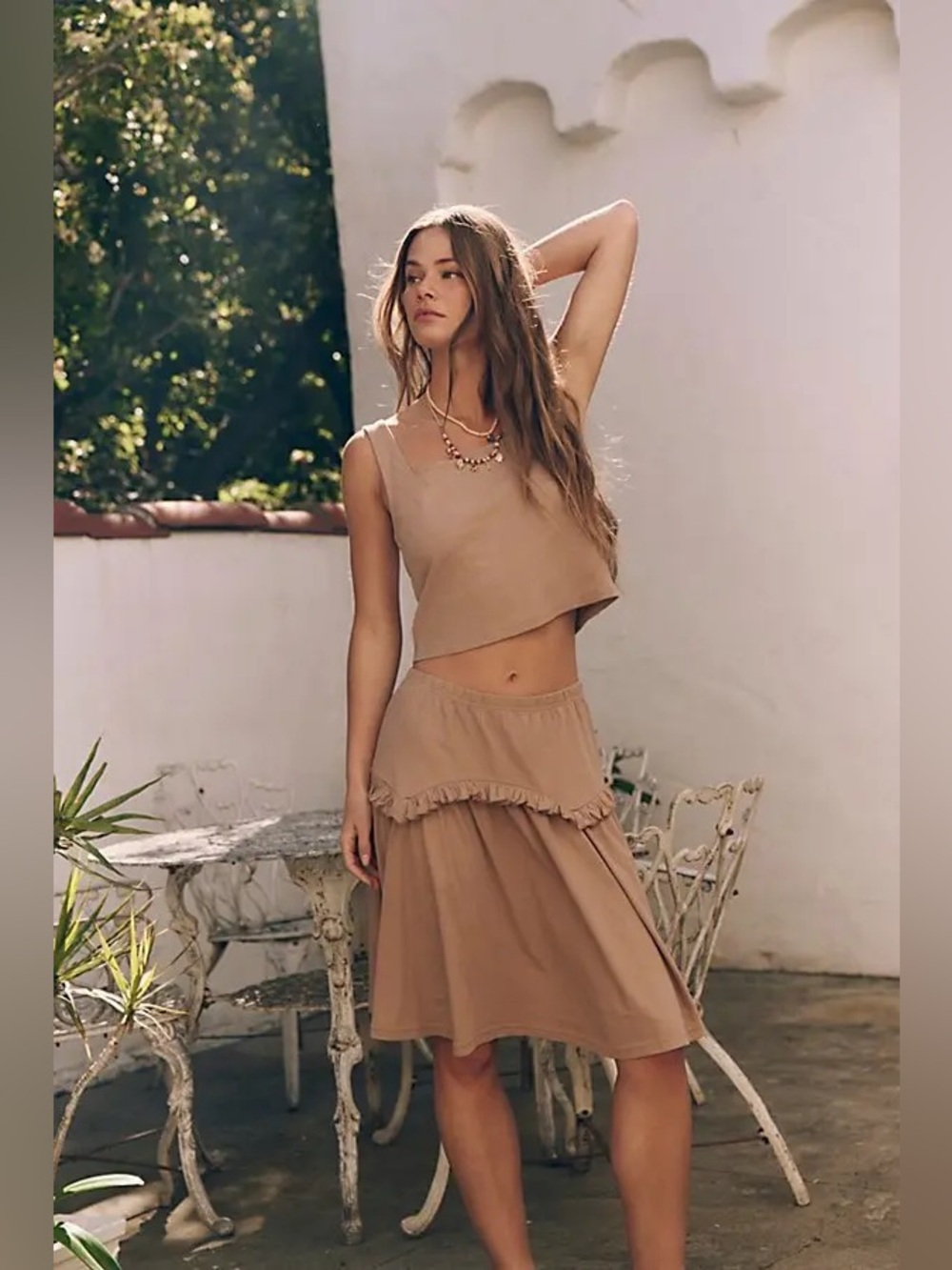 NWT Free People Thea Skirt Set In Natures Sand -XS